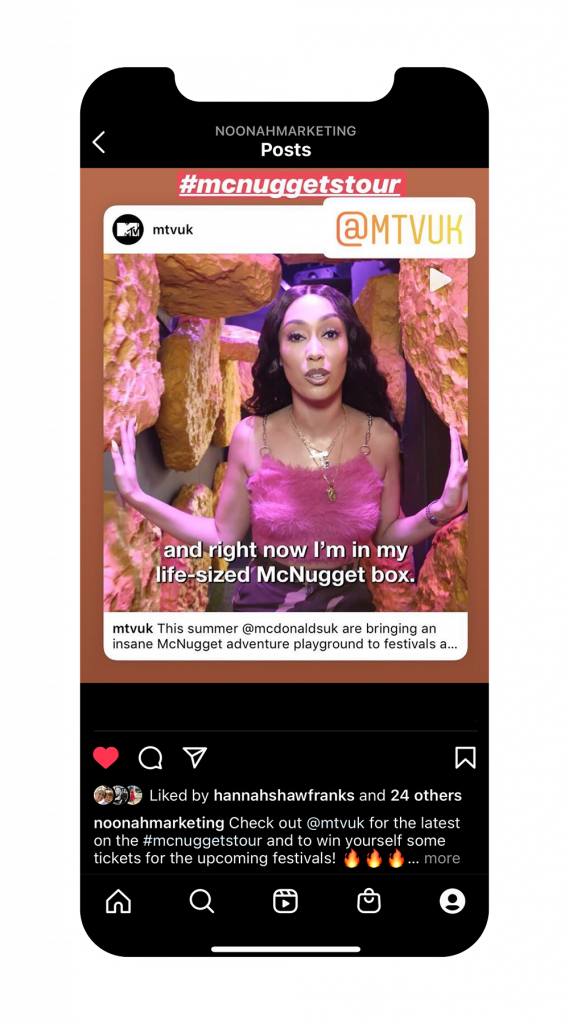 iPhone - Instagram Post - MTVUK - Noonah McDonalds 360 Video Booth