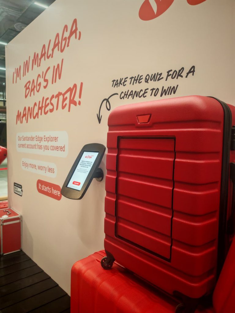 Noonah Prize Vault integrated into a suitcase for the Santander Edge Explorer activation.