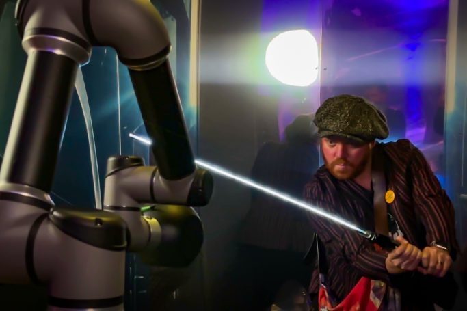 Glamdroid robotic camera arm at star wars Mandalorian brand activation event