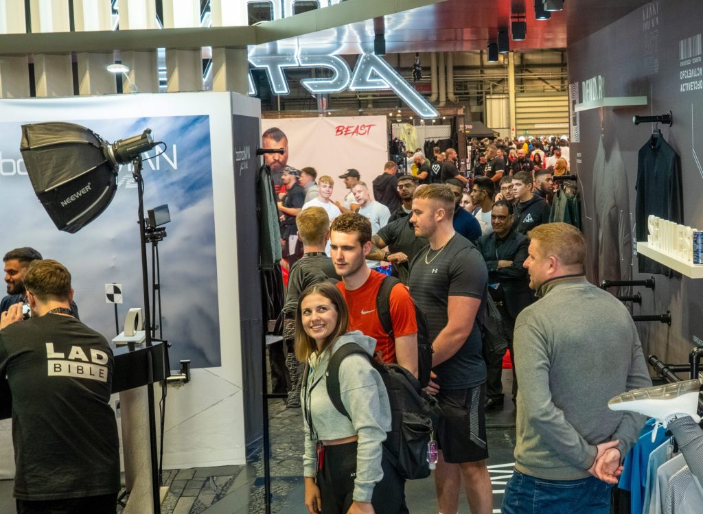 Footfall around bullet time photo booth at fitness event