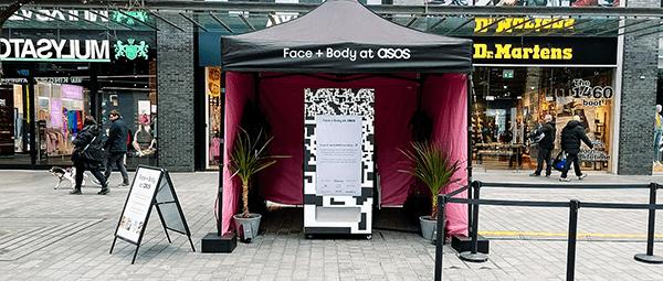 Asos vending machine under a tent