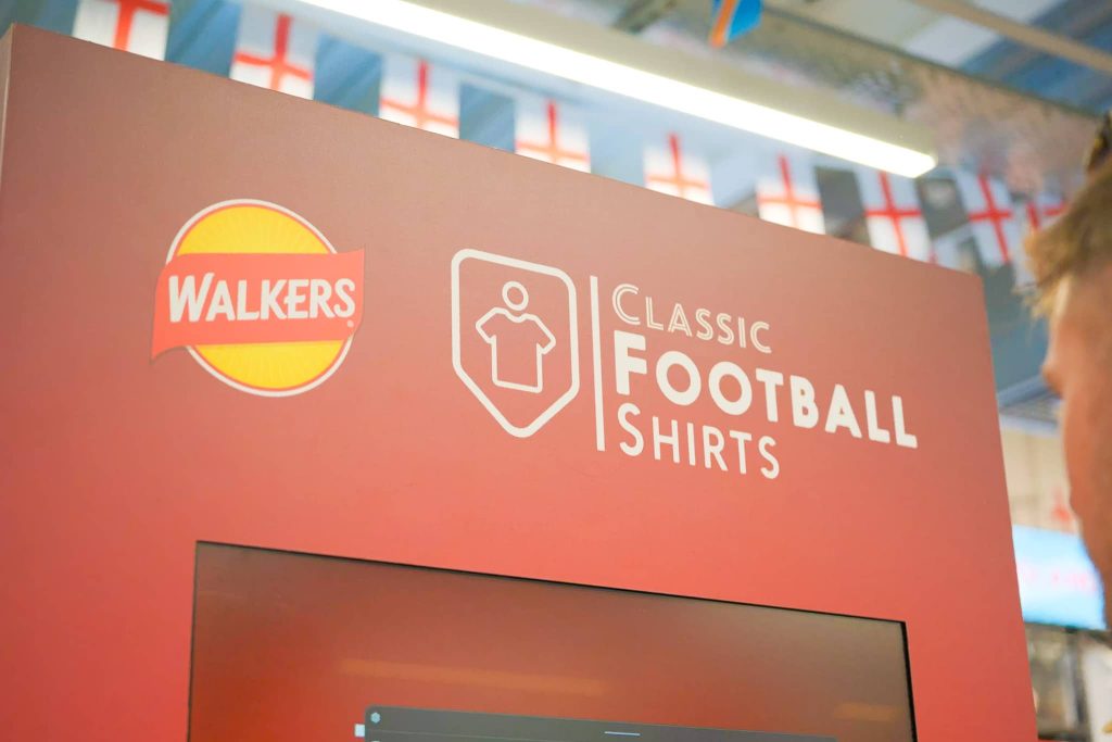 Close up of walkers branding on vending machine